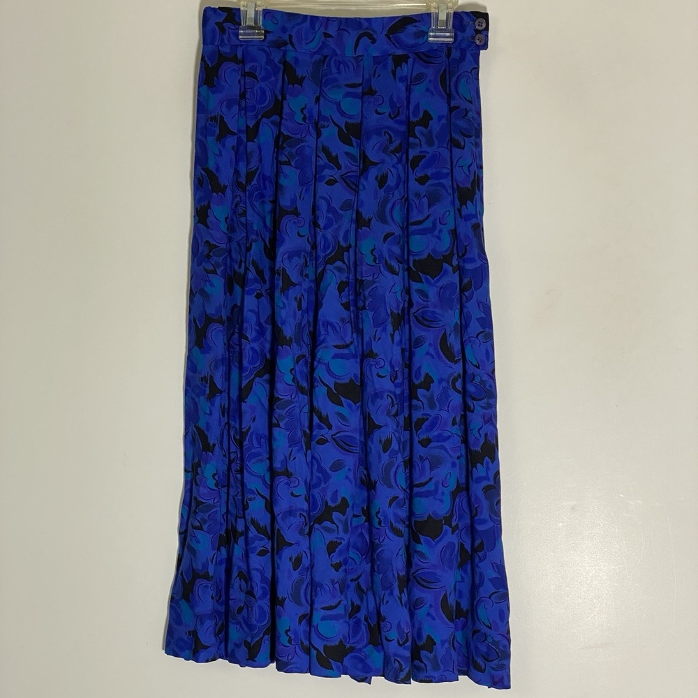 Vintage Pendleton Midi Skirt Womens 4 Blue Floral A Line Flowy Cottage Classy